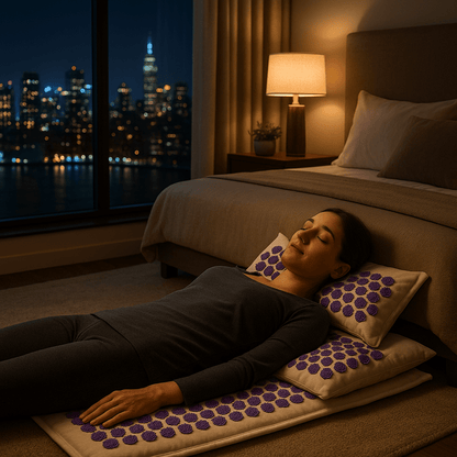 Relaxation sur tapis d'acupression-mauve coco lin