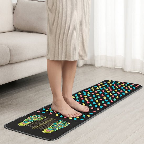 tapis d'acupression au sol pieds en massage