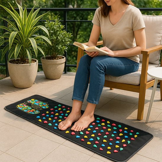 tapis d'acupression pieds au sol