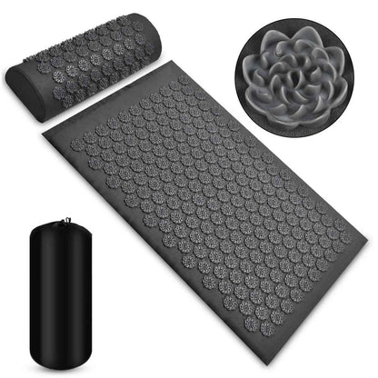 Tapis d'acupression | tapis de massage avec oreiller gris Bien - être Shop