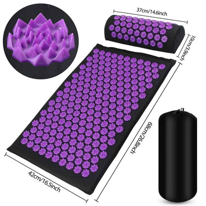 Tapis d'acupression | tapis de massage avec oreiller violet Bien - être Shop
